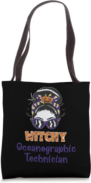 Messy Bun Witchy Oceanographic Technician Halloween Tote Bag