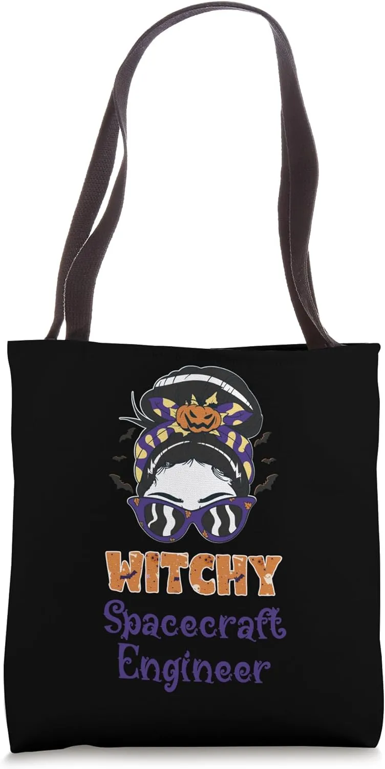 Messy Bun Witchy Spacecraft Engineer Halloween Tote Bag