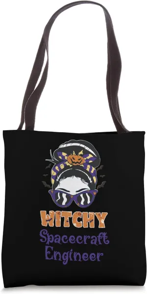 Messy Bun Witchy Spacecraft Engineer Halloween Tote Bag