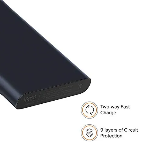 Mi 10000 mAh 3i Lithium Polymer Power Bank | Dual Input and Output Ports | 18W Fast Charging |  Metal Body