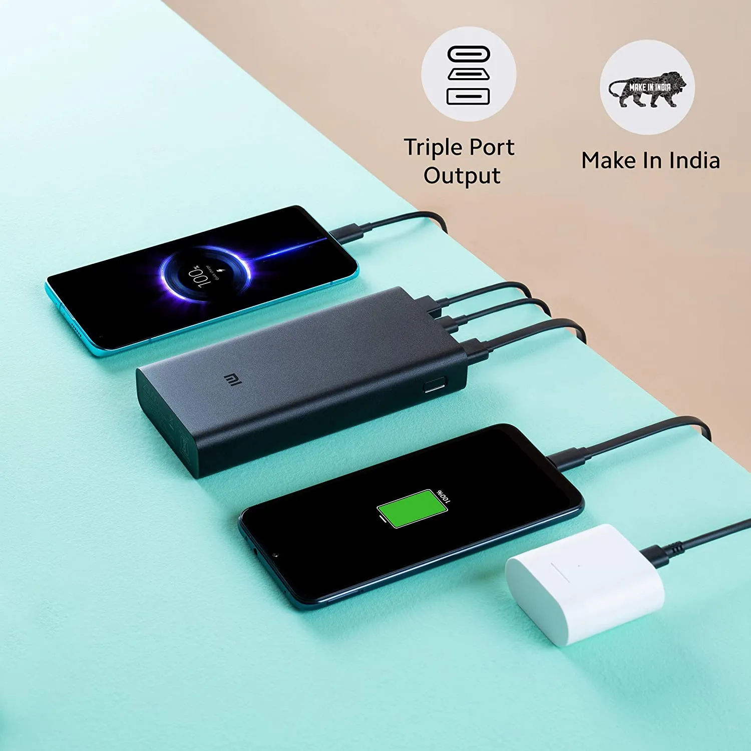 Mi 10000 mAh 3i Lithium Polymer Power Bank | Dual Input and Output Ports | 18W Fast Charging |  Metal Body