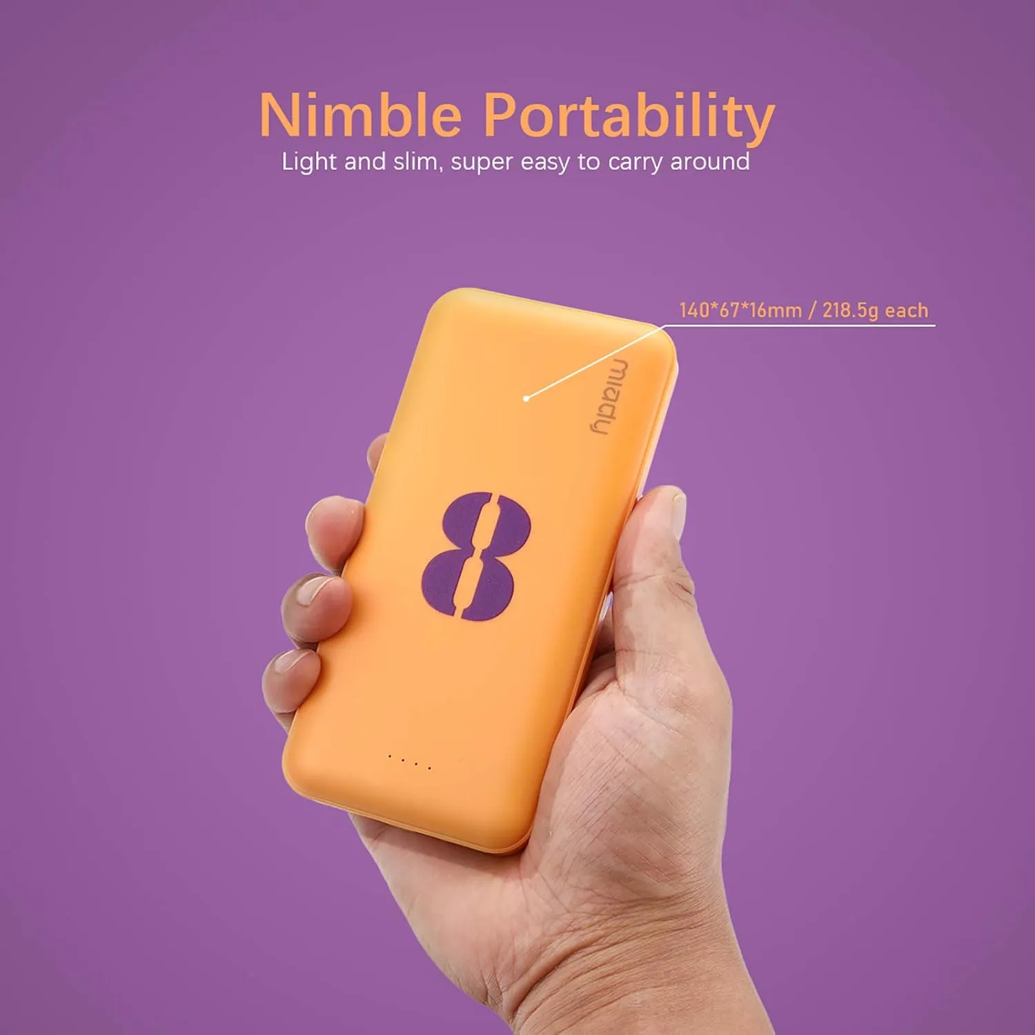 Miady 2-Pack 10000mAh Dual USB Portable Charger, Type-C Fast Charging Power Bank, Backup Battery Pack Compatible with iPhone 16/15/14/13 Galaxy S24/22 iPad Android etc (Yellow Purple)
