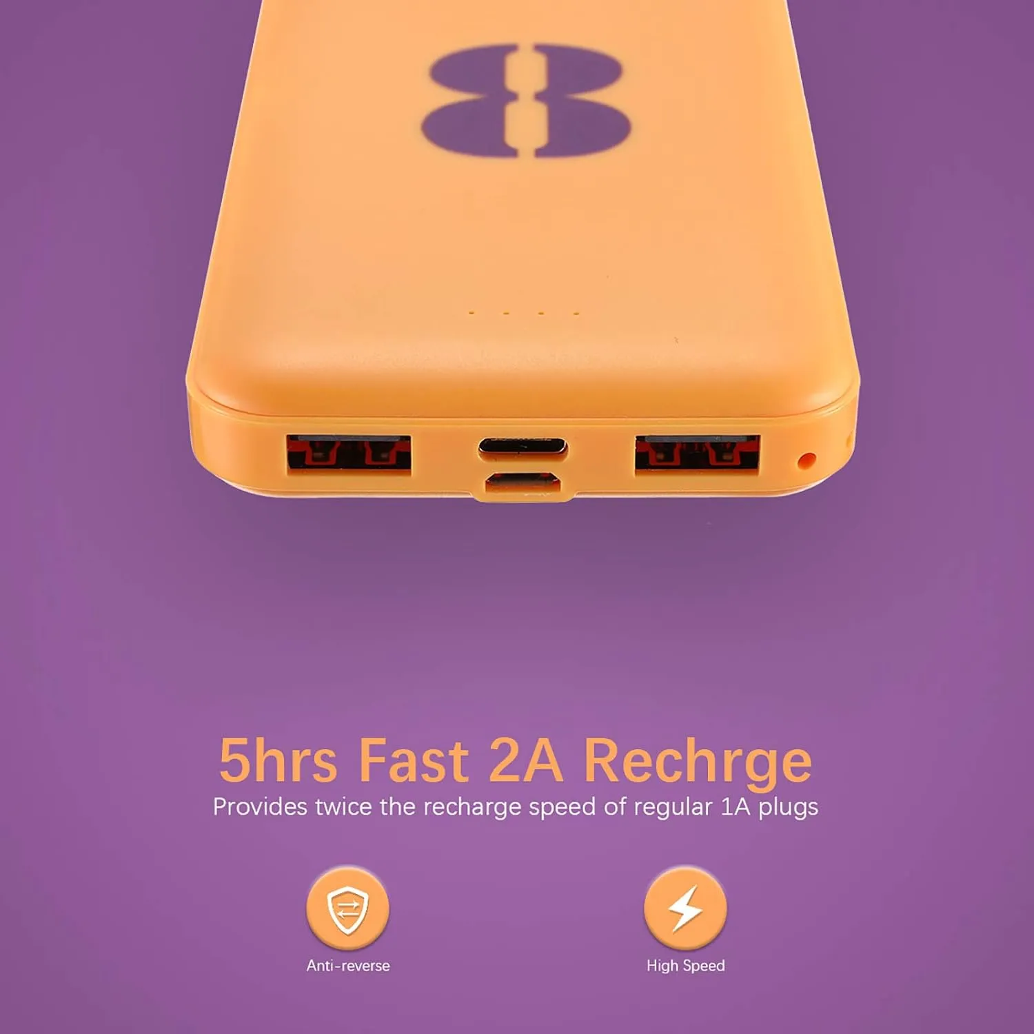 Miady 2-Pack 10000mAh Dual USB Portable Charger, Type-C Fast Charging Power Bank, Backup Battery Pack Compatible with iPhone 16/15/14/13 Galaxy S24/22 iPad Android etc (Yellow Purple)