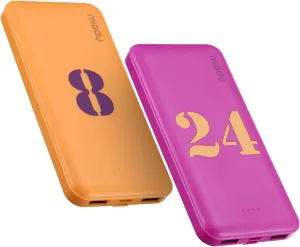 Miady 2-Pack 10000mAh Dual USB Portable Charger, Type-C Fast Charging Power Bank, Backup Battery Pack Compatible with iPhone 16/15/14/13 Galaxy S24/22 iPad Android etc (Yellow Purple)