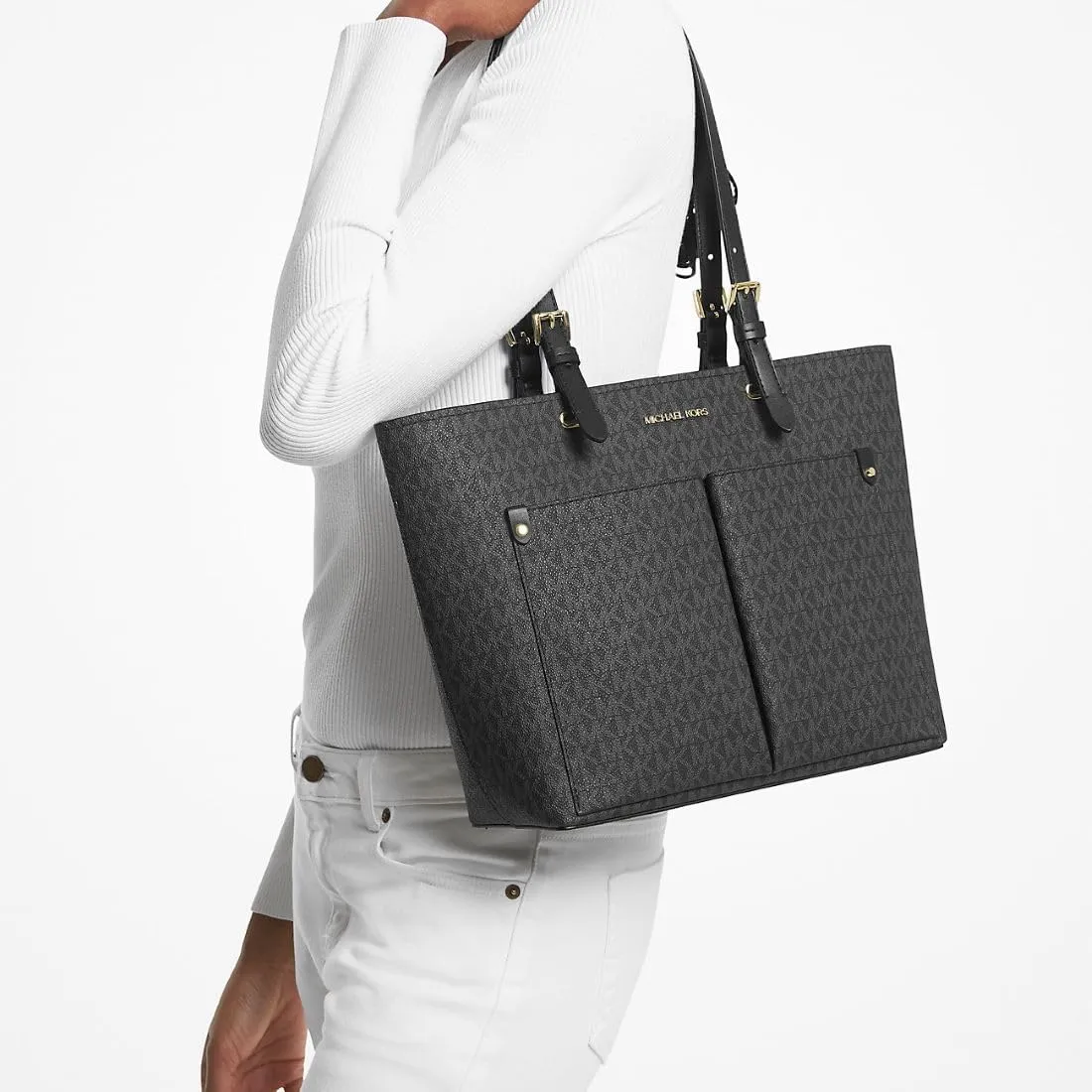 Michael Kors Jet Sest Travel Medium Double Pocket Tote