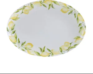 Mikasa Lemons Oval Bone China Lightweight Chip Resistant Serving Platter, 14-Inch, Multicolor