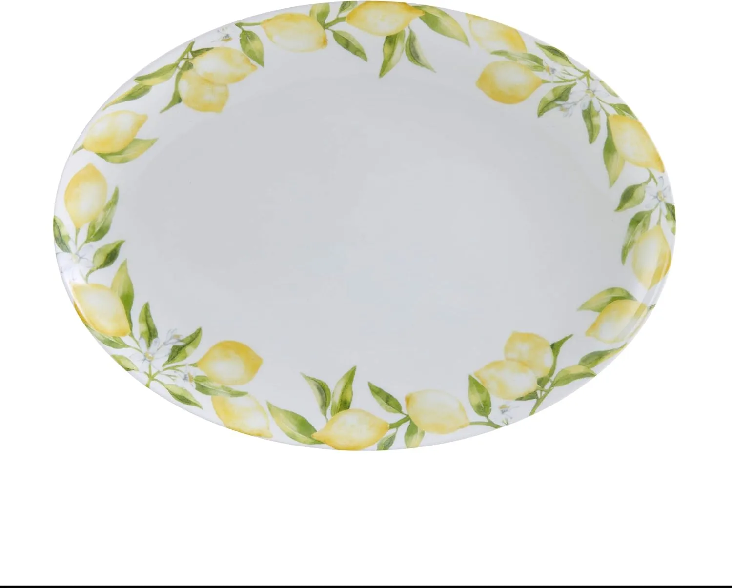Mikasa Lemons Oval Bone China Lightweight Chip Resistant Serving Platter, 14-Inch, Multicolor