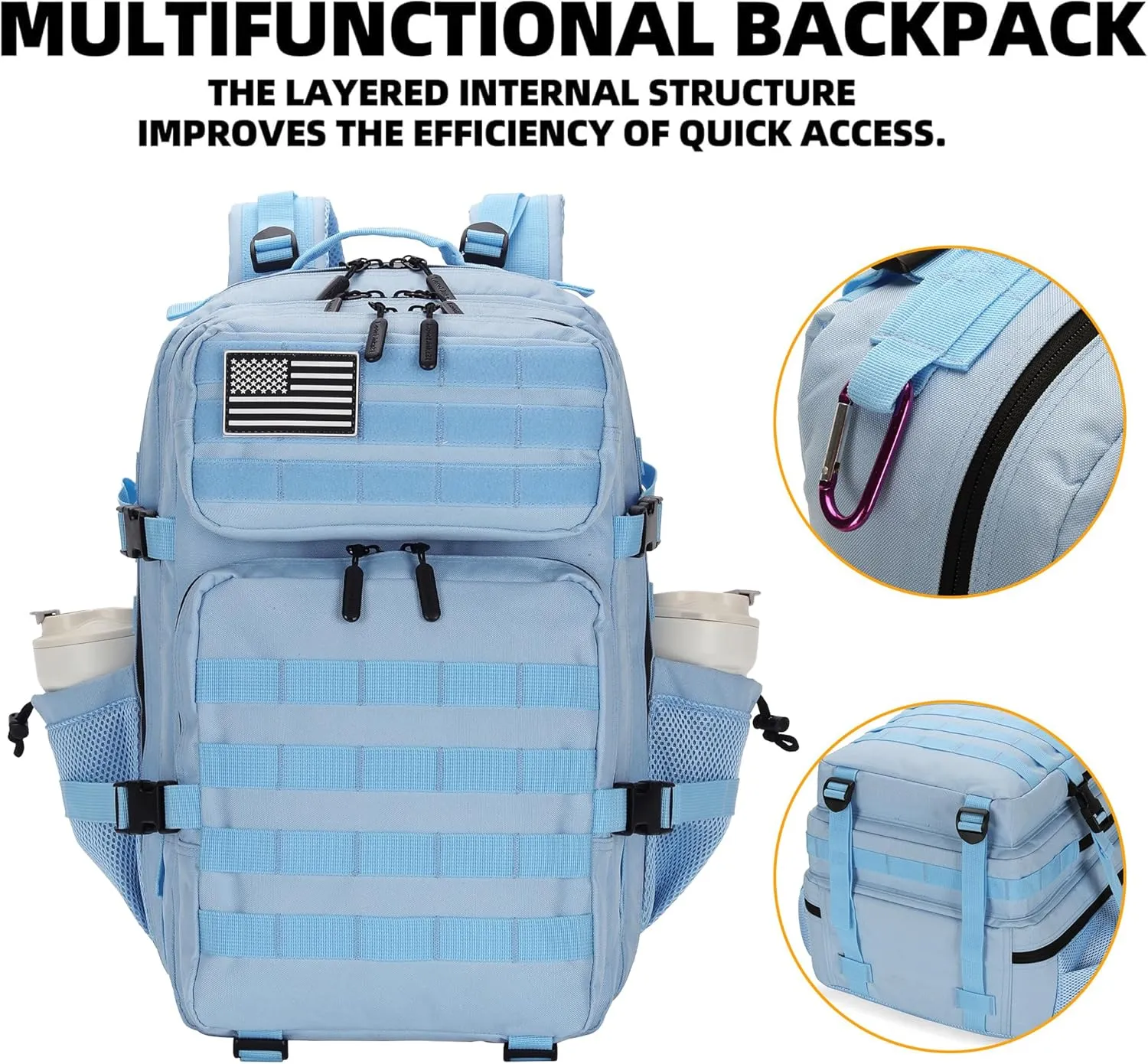 Military 45L Tactical Assault Backpack 3 day assault pack with Molle Waterproof backpack Rucksack for Tactical Backpacks