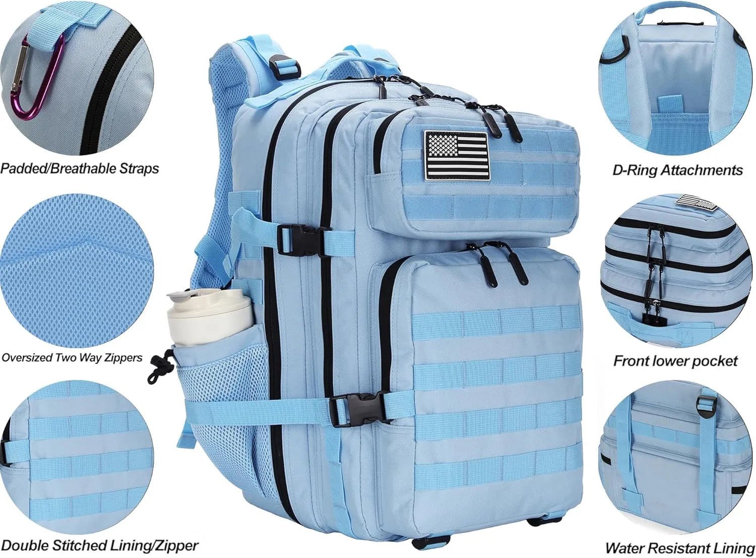 Military 45L Tactical Assault Backpack 3 day assault pack with Molle Waterproof backpack Rucksack for Tactical Backpacks