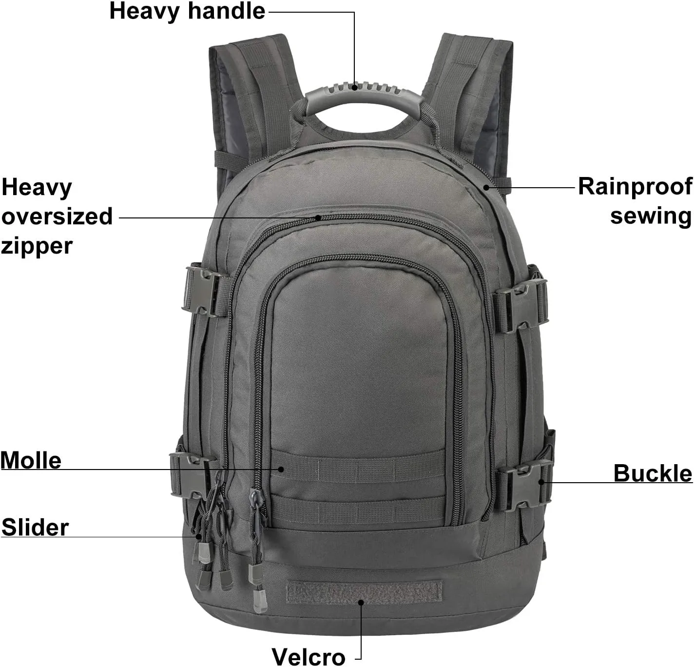 Military Outdoor Backpack Expandable Backpack Tactical Daypack With Waist Strap for Hiking Hunting Outdoor (Grey)