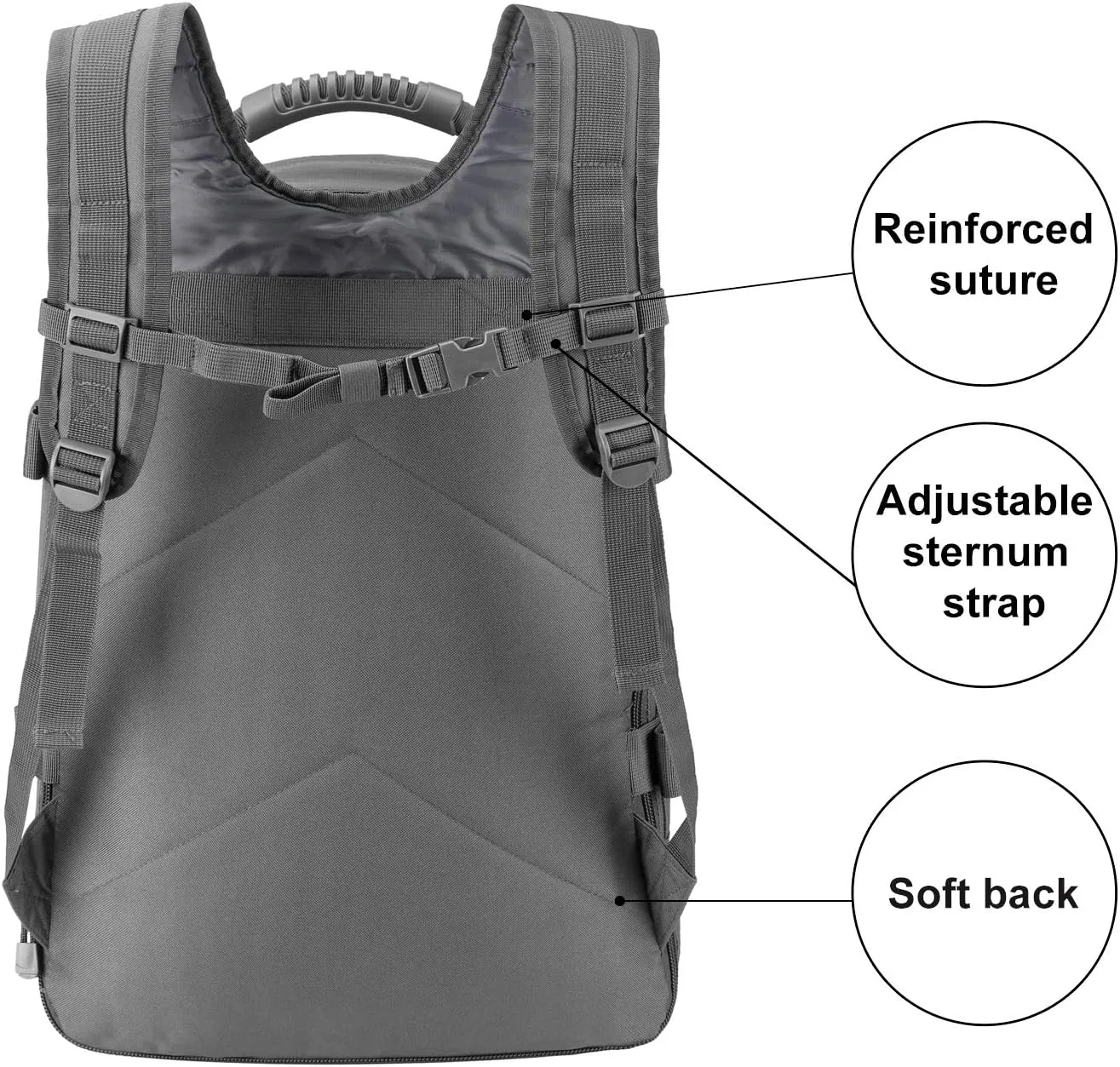 Military Outdoor Backpack Expandable Backpack Tactical Daypack With Waist Strap for Hiking Hunting Outdoor (Grey)