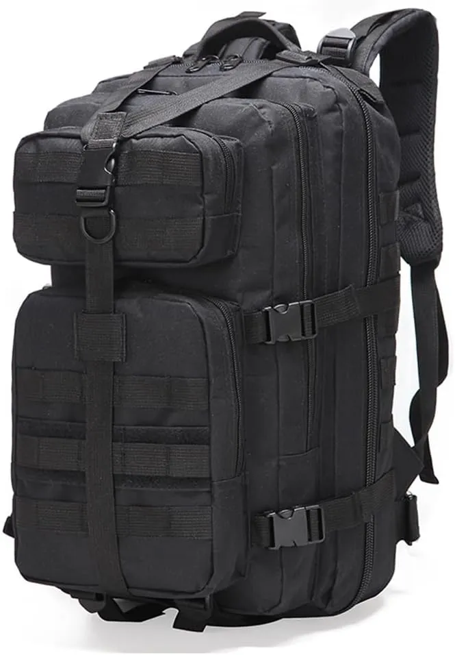 Military Tactical Backpack 3 Day Assault Pack Army Molle Bag Backpacks Rucksack 35L (Black)