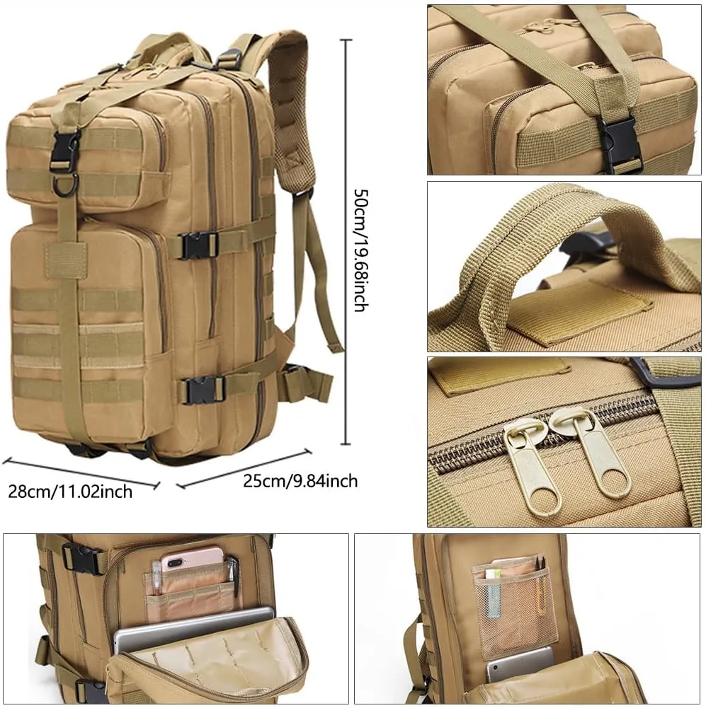 Military Tactical Backpack 3 Day Assault Pack Army Molle Bag Backpacks Rucksack 35L (Black)