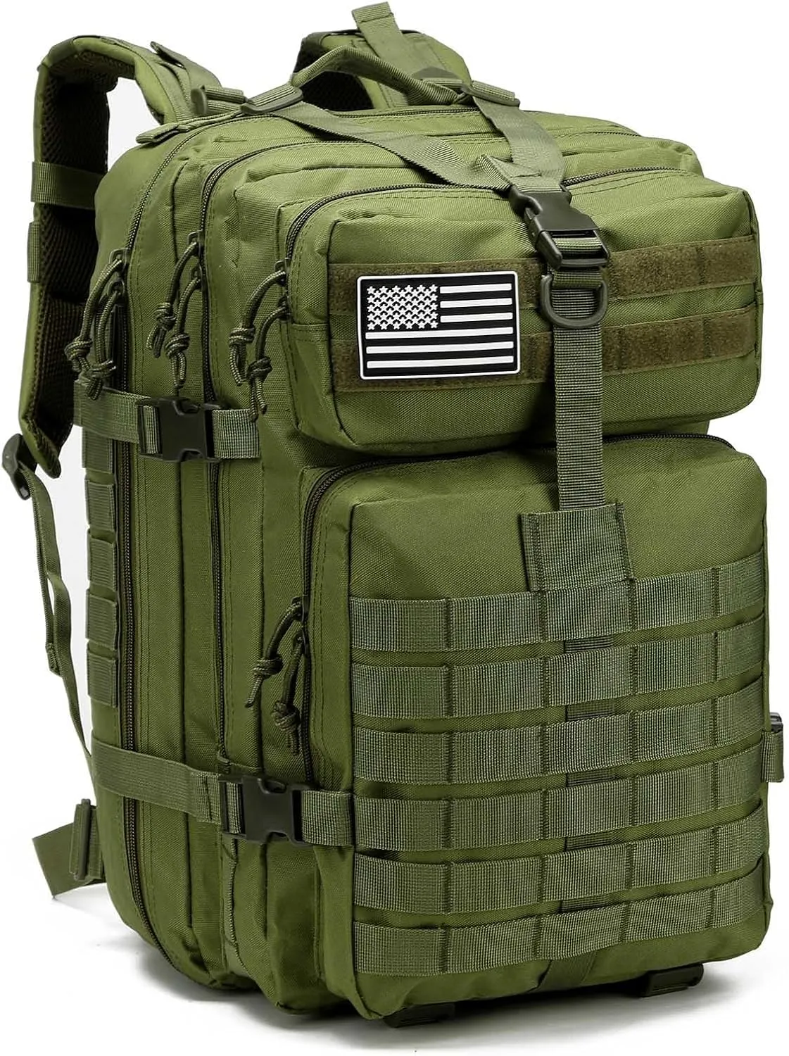 Military Tactical Backpack Men 3 Day Assault Pack 42L Large Capacity Trekking Daypack Rucksack Bag (Green)