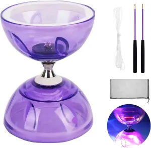 Mini Diabolo Chinese Yoyo Set - Triple Bearing Diabolo Chinese Yoyo Juggling Toy with Diablo Sticks, Diablo String & Net Bag (Small Size - Purple)