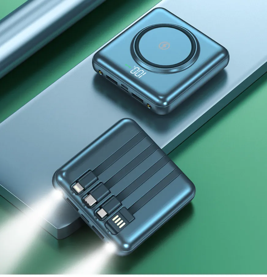 Mini Power Bank - 20000mAh External Battery Qi Wireless LED Light