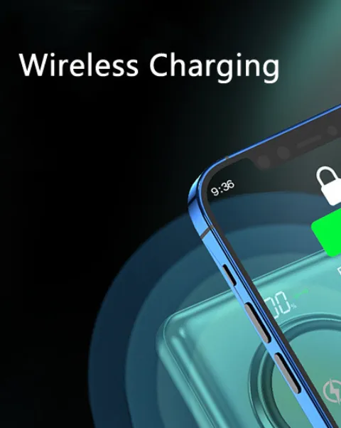 Mini Power Bank - 20000mAh External Battery Qi Wireless LED Light