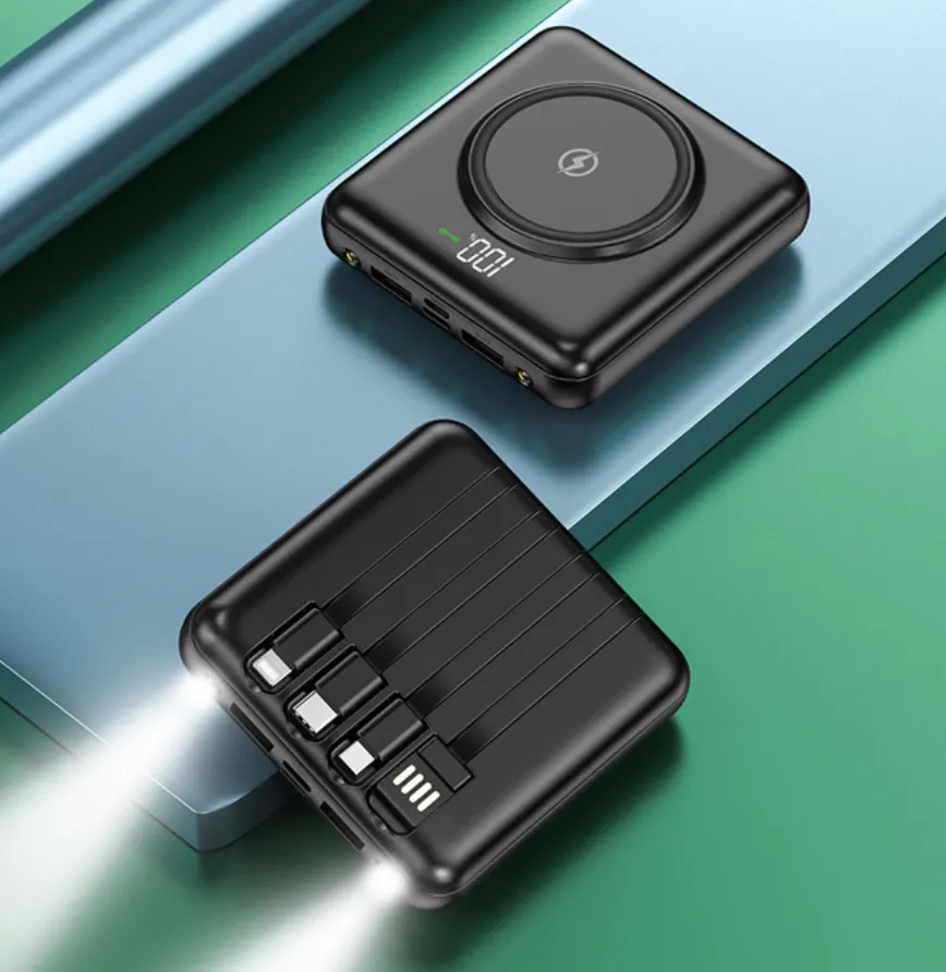 Mini Power Bank - 20000mAh External Battery Qi Wireless LED Light