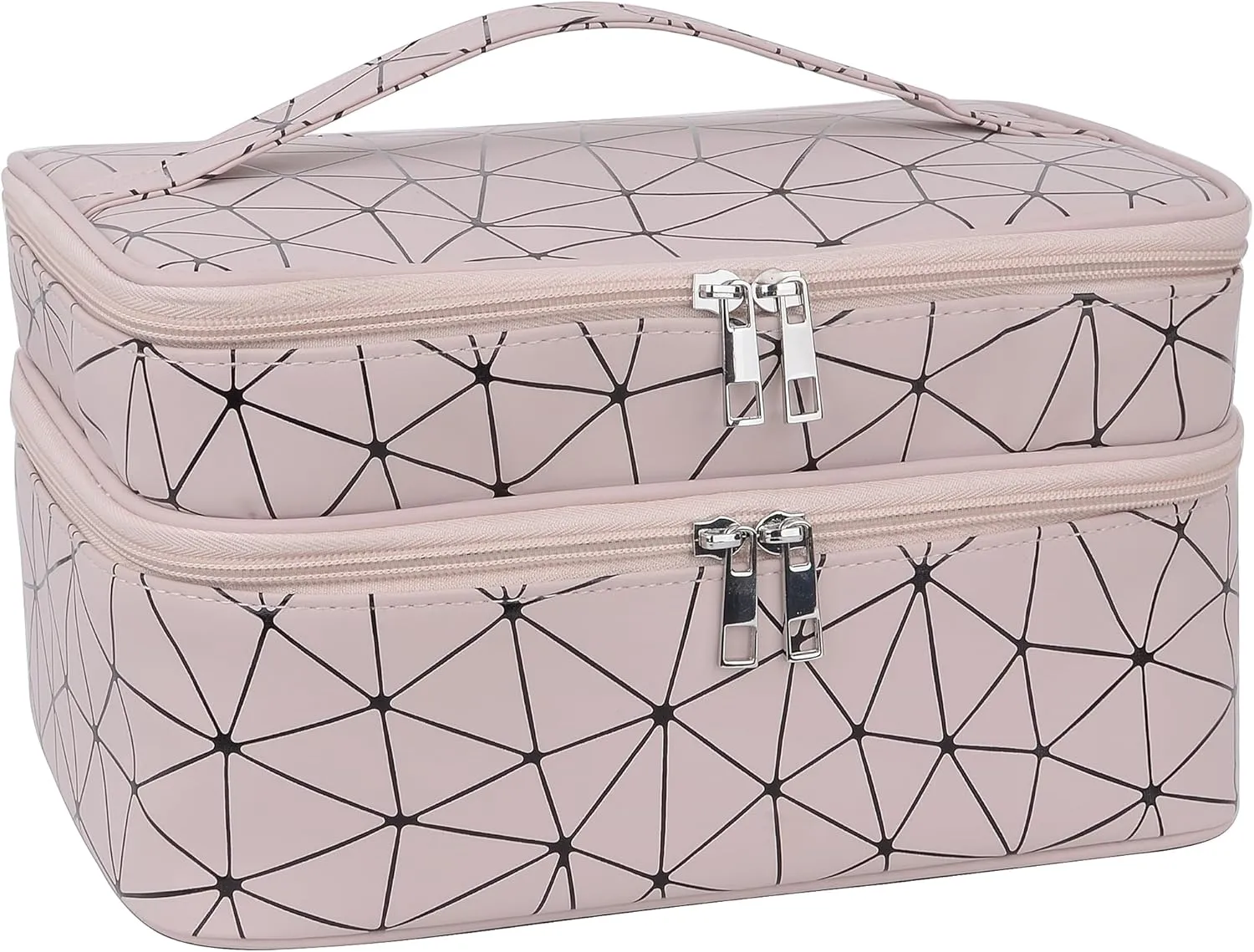 MKPCW makeup bag Double-layer cosmetic bag with brush bag and divider