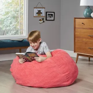 Modern Polyester 3 ft. Bean Bag Chair with High-Density Foam Filling, Stylish Design, Pink Rose