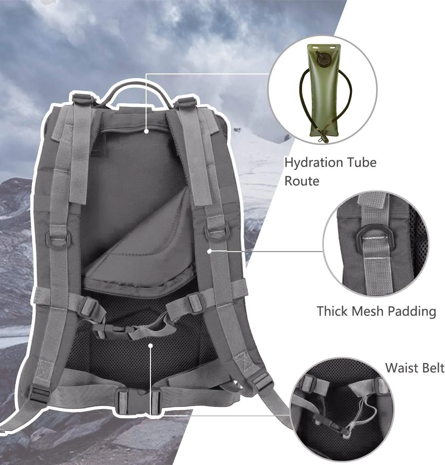 MOLLE Assault Pack, Tactical Backpack Military Army Camping Rucksack, 3-Day Pack