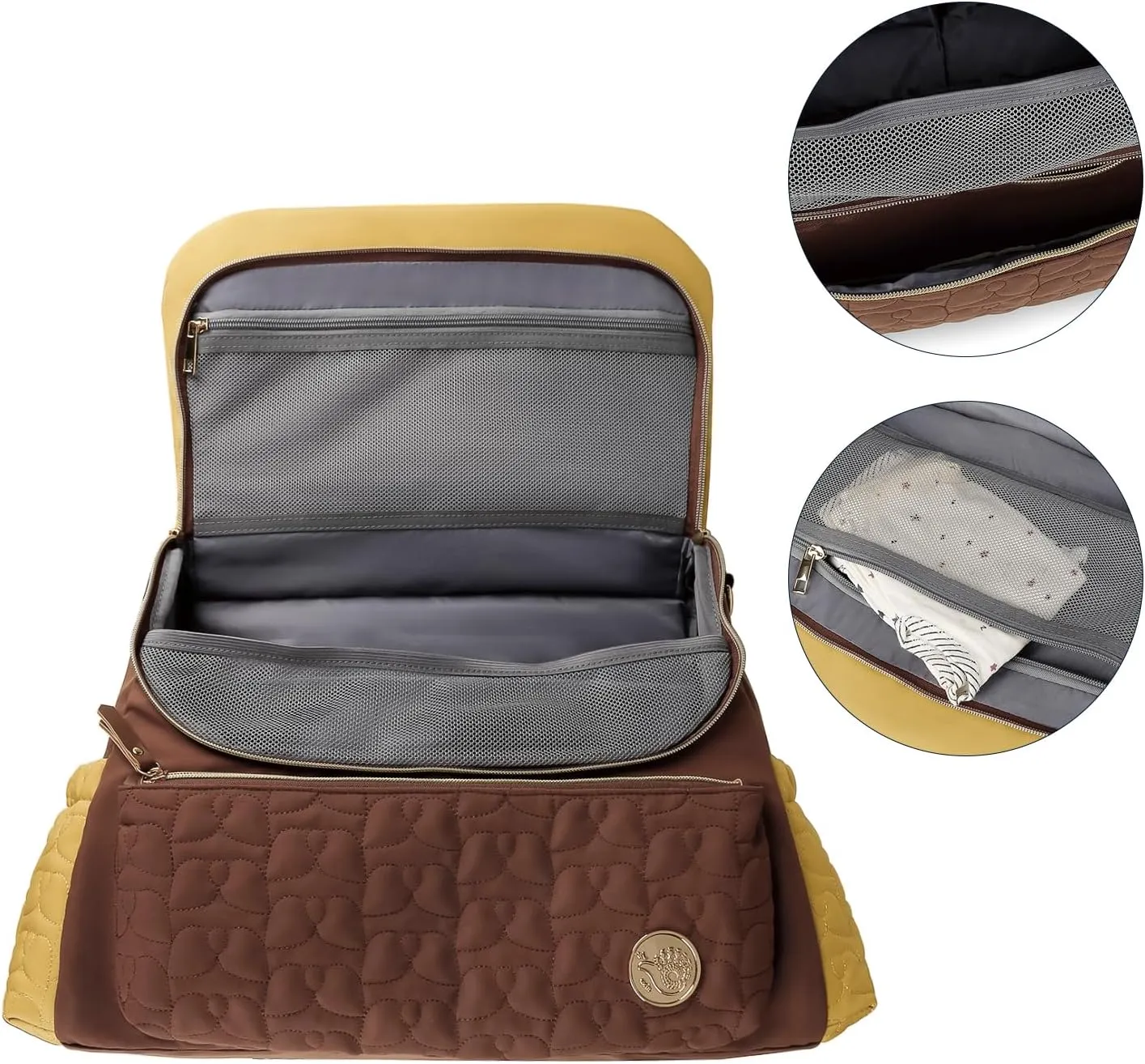 MOMIGO Baby Diaper Bag Backpack - Large Size Multifunction Travel Back Pack for Mom, Fashion Classic Maternity Baby Changing Bags with Portable Changing Pad (Brown)