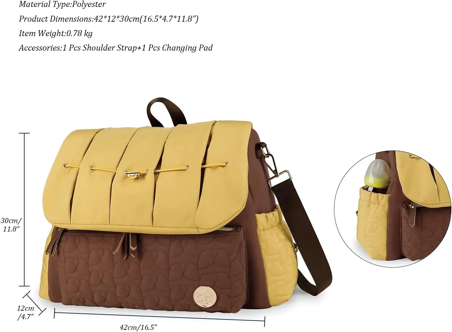 MOMIGO Baby Diaper Bag Backpack - Large Size Multifunction Travel Back Pack for Mom, Fashion Classic Maternity Baby Changing Bags with Portable Changing Pad (Brown)