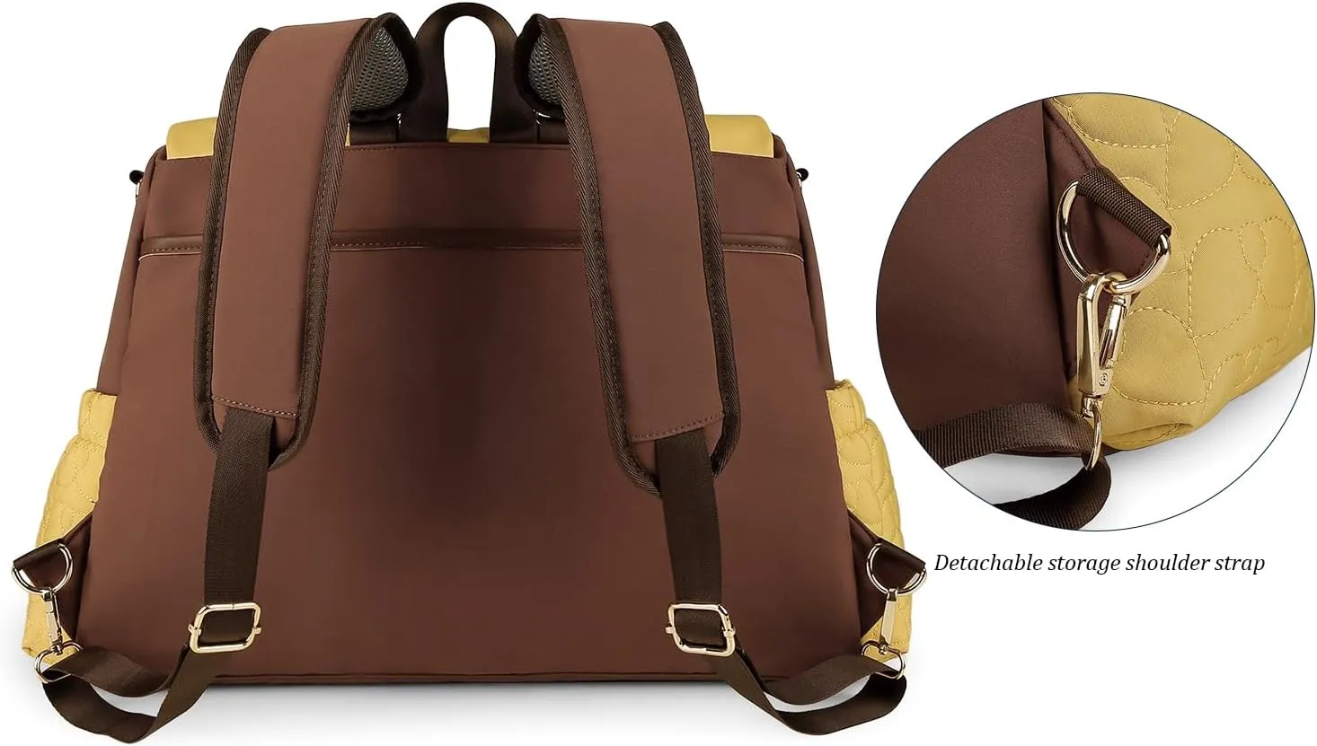 MOMIGO Baby Diaper Bag Backpack - Large Size Multifunction Travel Back Pack for Mom, Fashion Classic Maternity Baby Changing Bags with Portable Changing Pad (Brown)