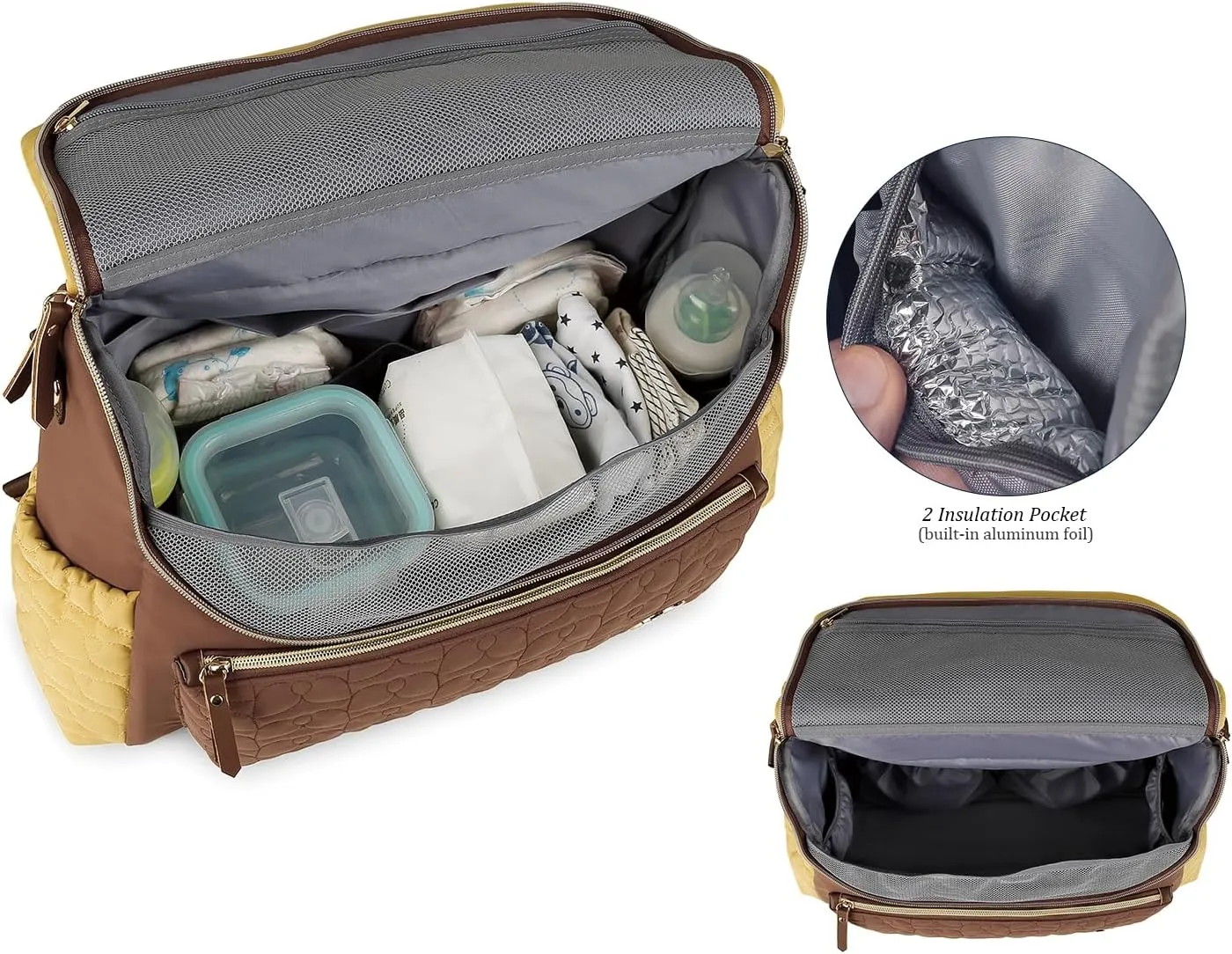 MOMIGO Baby Diaper Bag Backpack - Large Size Multifunction Travel Back Pack for Mom, Fashion Classic Maternity Baby Changing Bags with Portable Changing Pad (Brown)