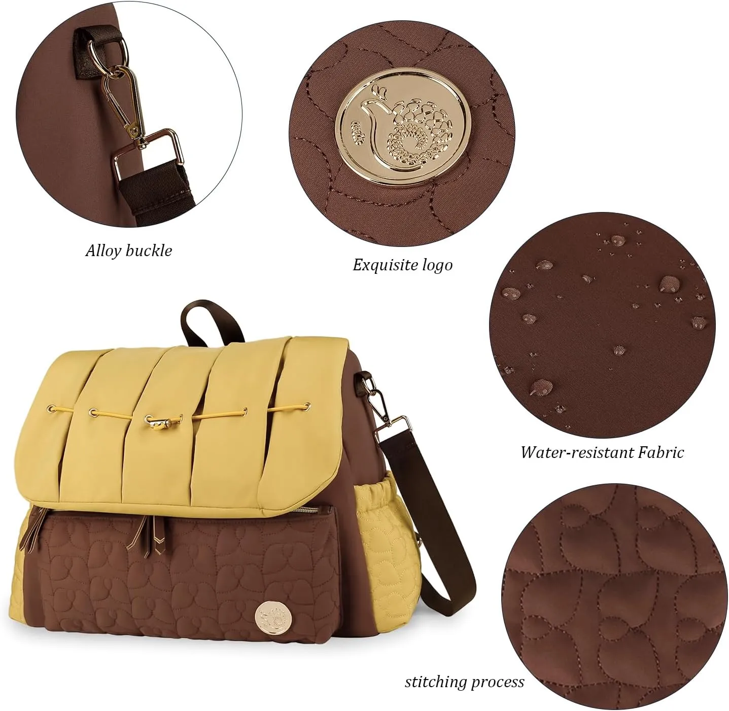 MOMIGO Baby Diaper Bag Backpack - Large Size Multifunction Travel Back Pack for Mom, Fashion Classic Maternity Baby Changing Bags with Portable Changing Pad (Brown)