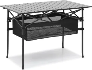 MoNiBloom Camping Table Fold up Lightweight, 37.5" Length Steel Folding Picnic Table Portable Roll Up Table with Large Storage Organizer for Indoor Outdoor Camping Backyard BBQ Use, Easy Carry
