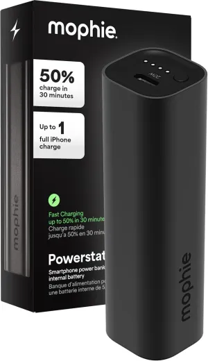 mophie Powerstation Mini 5,000mAh Portable Power Bank (Gen 3) – Ultra-Fast USB-C PD, 20W Output, Up to One Full Phone Charge, Pocket-Sized, LED Indicator, Includes USB-C Cable, Black