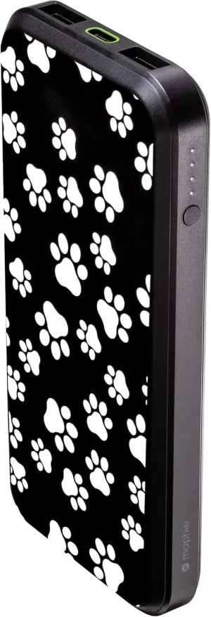 Mophie powerstation prime10 - Portable Power Bank with 10,000mAh Internal Battery, 18W USB-C PD Fast Charging, Charge 3 Devices Simultaneously, LED Power Indicator - Dog Paws