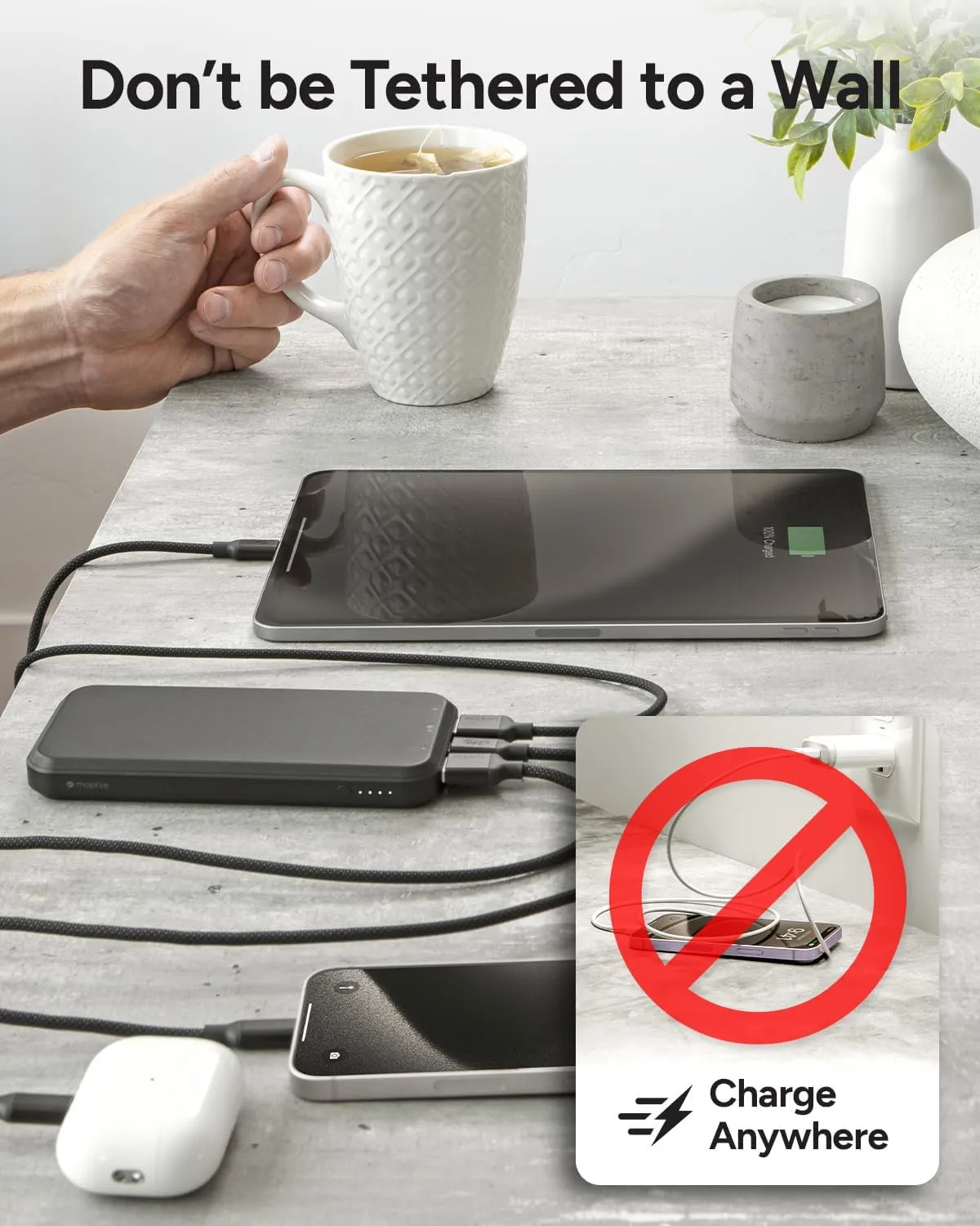 Mophie powerstation prime10 - Portable Power Bank with 10,000mAh Internal Battery, 18W USB-C PD Fast Charging, Charge 3 Devices Simultaneously, LED Power Indicator - Dog Paws