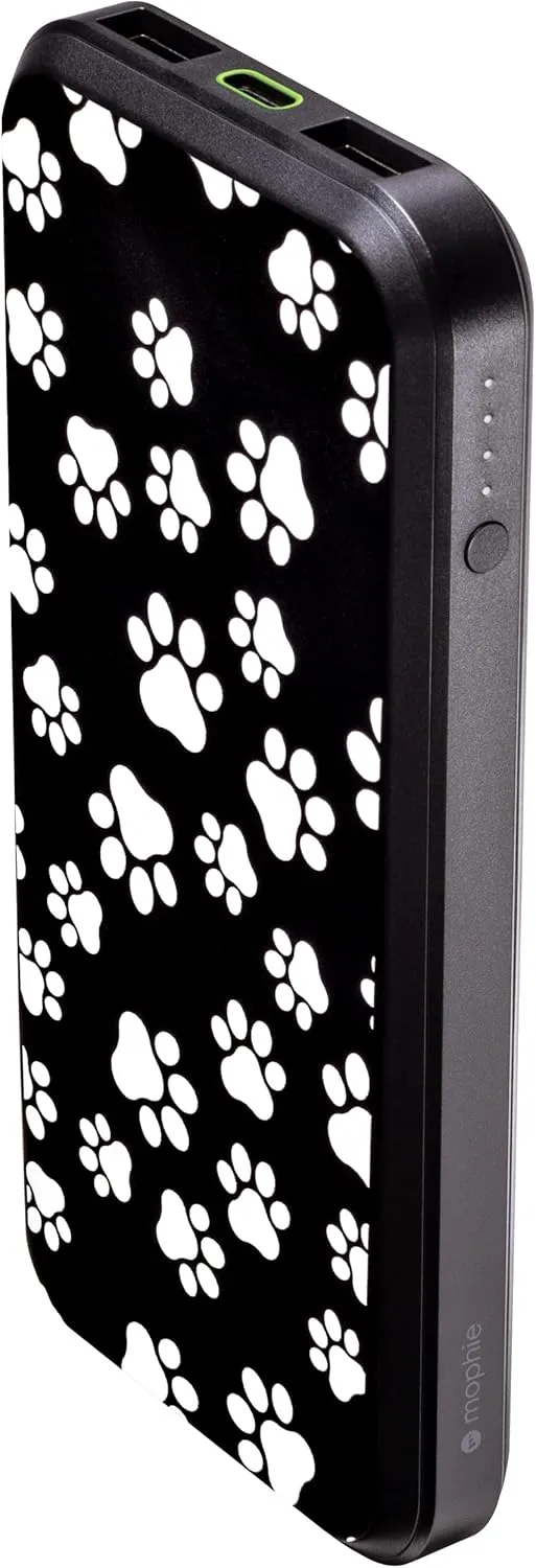 Mophie powerstation prime10 - Portable Power Bank with 10,000mAh Internal Battery, 18W USB-C PD Fast Charging, Charge 3 Devices Simultaneously, LED Power Indicator - Dog Paws