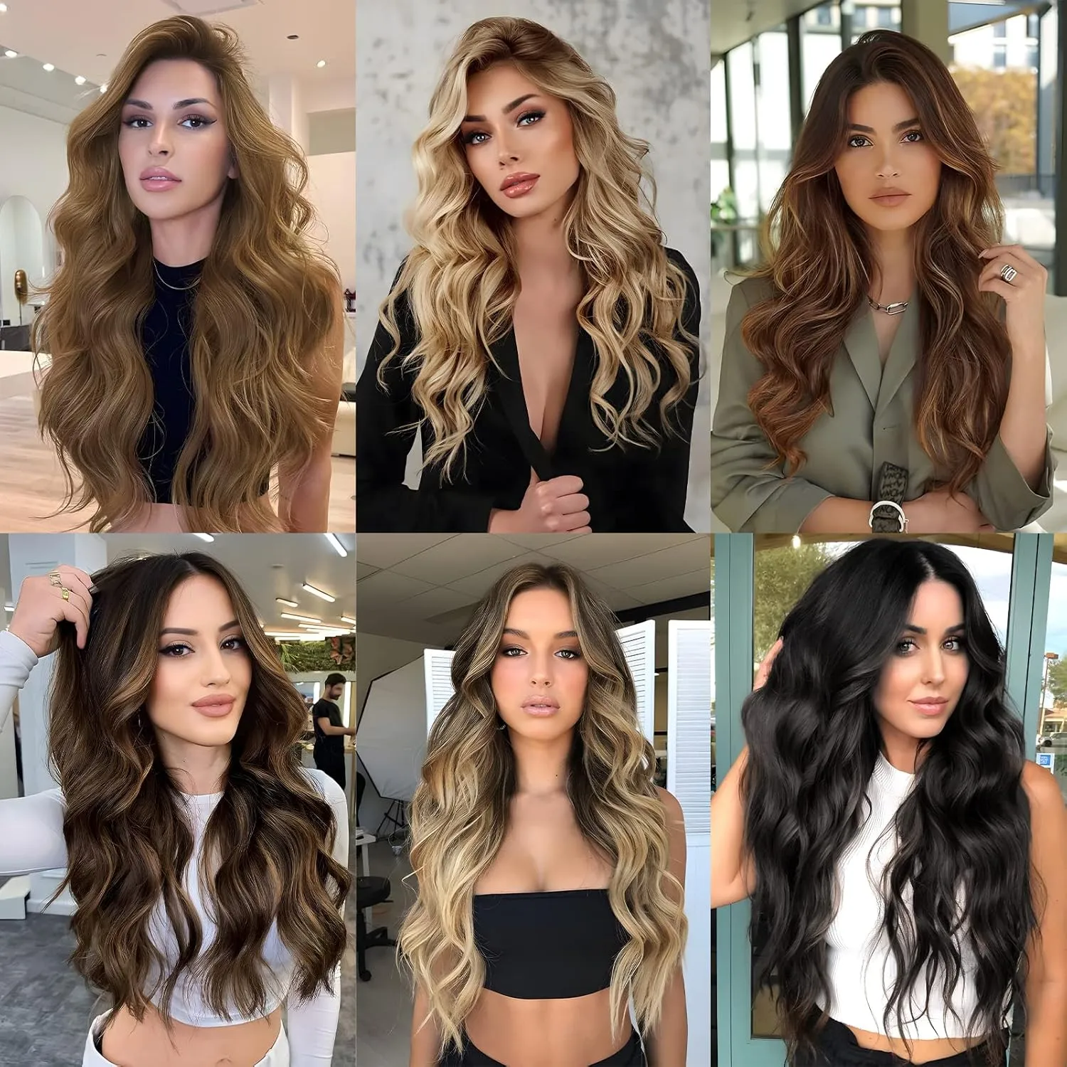 MORICA Invisible Wire Hair Extensions - 20 Inch Halo Hair Extensions Dark Brown Mixed Light Brown Long Wavy Synthetic Hairpiece with Transparent Wire Adjustable Size, 4 Secure Clips for Women