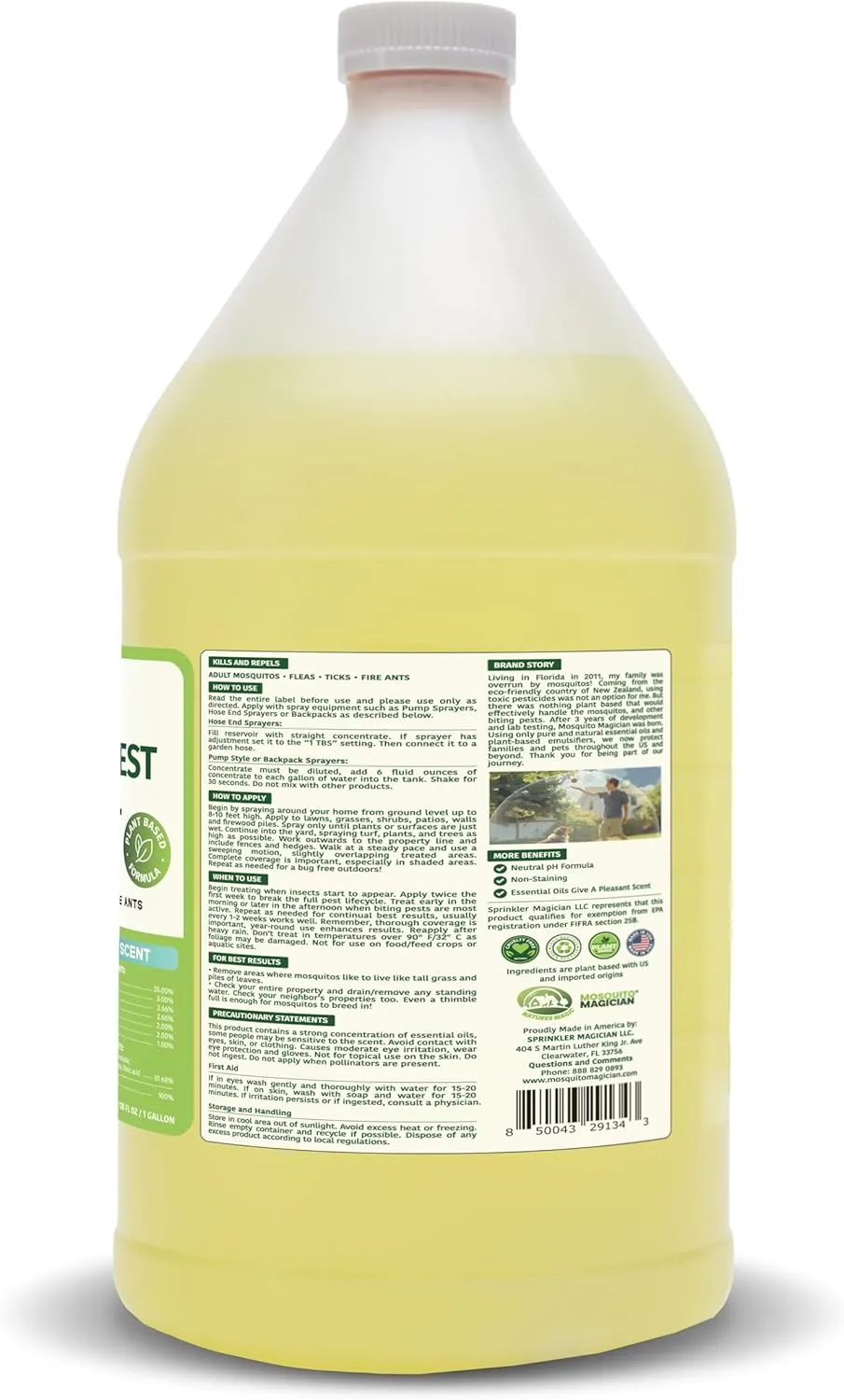 Mosquito Magician Liquid Concentrate - Kills Mosquitoes, Fleas, and Fire Ants - Use with Pump or Backpack Sprayers, Foggers, or Automatic Misting Machines - Ideal for Yards, Lawns, Patios - 1 Gallon