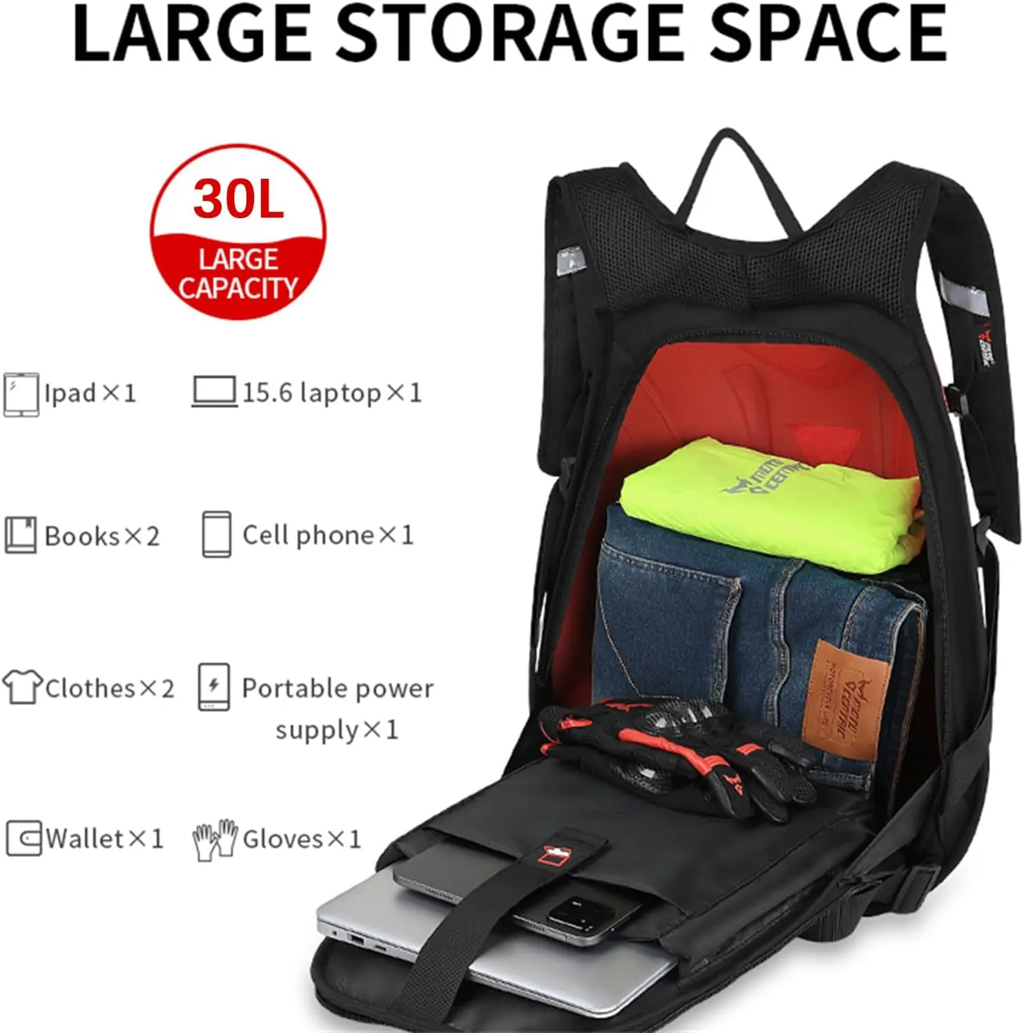 Motorcycle Backpack Waterproof Large Capacity Carbon Fiber Rider Backpack Hard Shell Reflective Motorbike Travel Suitcase Light Version (Green)