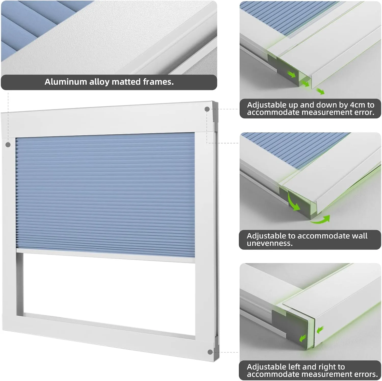 Motorized Skylight Shades Cellular Honeycomb Electric Blinds with Solar Panel Cordless Rechargeable Shades with Remote for Roof Inclined Plane Room Custom Size(Black Out Blue)