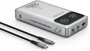 MOVE SPEED 145W Laptop Power Bank, PD 3.1 25,000mAh Fast Charging Portable Charger with 240W 3.28Ft Type C Cable, USB C 3-Port with Digital Display Travel Office Charger for iPhone, MacBook, Galaxy