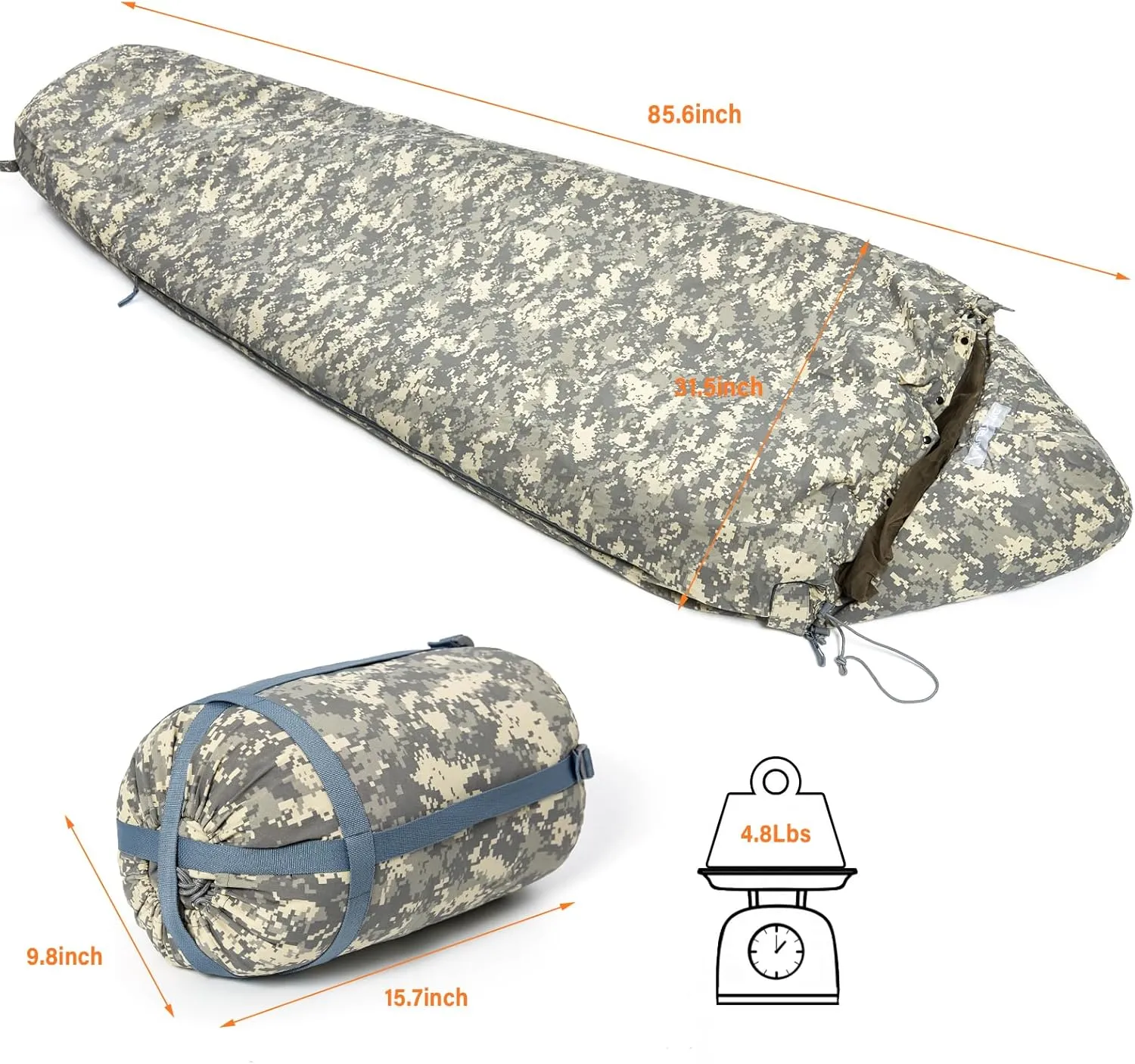 MT Military Army Force Defence 4 & Tropen Patrol Mummy Sleeping Bags with Bivy Cover Compression Sack, Modular Sleeping System 2.0 for Cold Weather,
