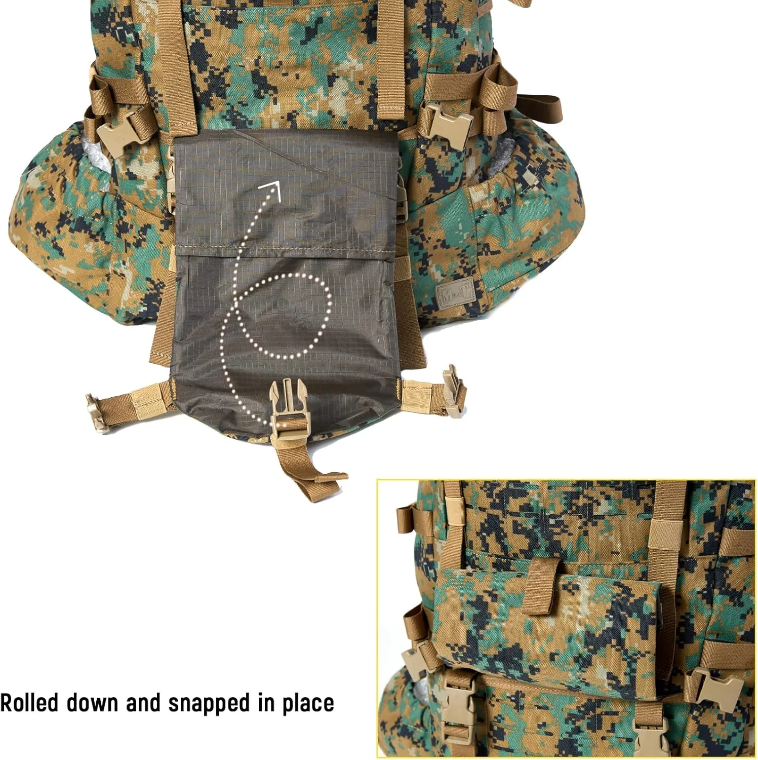 MT Military Army Large Rucksack with Detacheable Assault Backpack Hydration Pack Shoulder Straps and Waist Belt Metal Frame