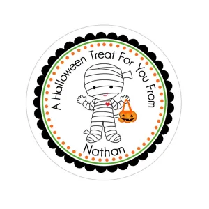 Mummy Costume Personalized Halloween Sticker