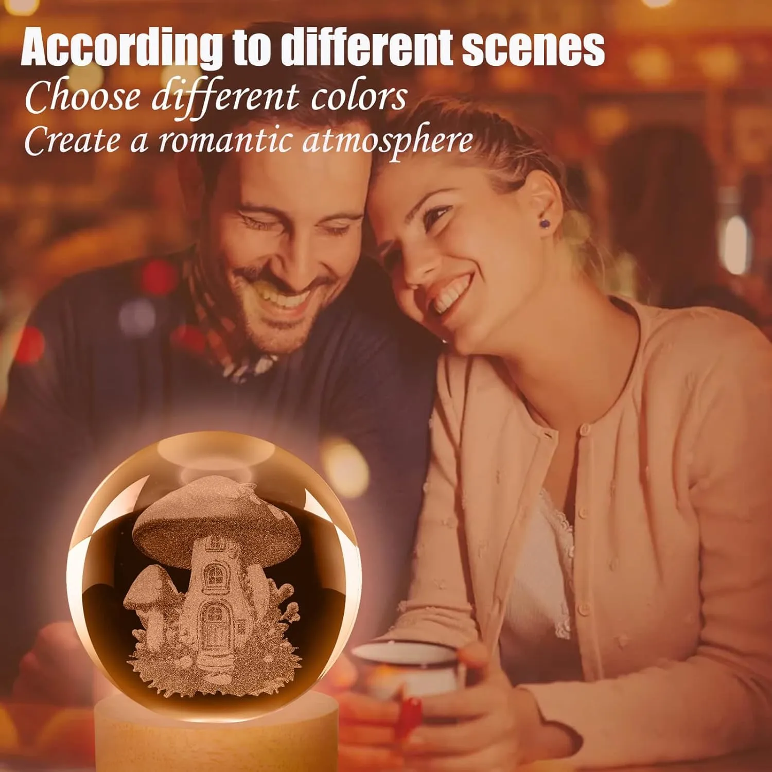 Mushroom Lamp, 3.15in 16 Colors Crystal Ball Night Light with Wooden Base and Remote Control, Birthday Gift for Women Men Kids (3D Mushroom)
