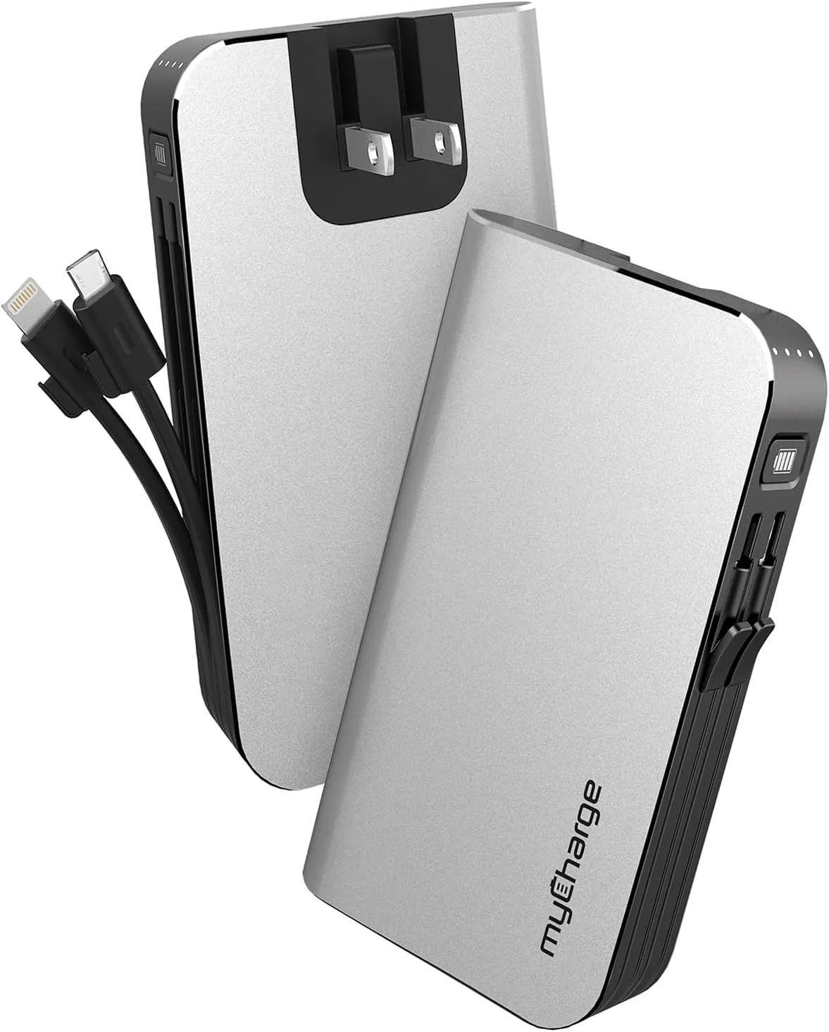 myCharge Portable Charger with Wall Plug – 10050mAh Fast Charging – Power Bank for iPhone, Samsung, Android & More - External Battery Pack Portable Charger with Built-in Cables (Lightning   Micro USB)