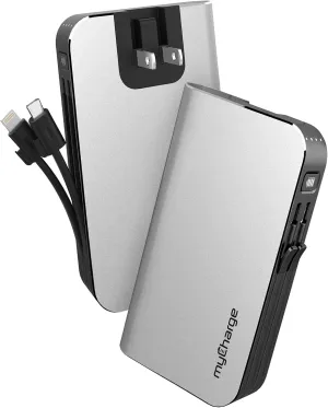 myCharge Portable Charger with Wall Plug – 10050mAh Fast Charging – Power Bank for iPhone, Samsung, Android & More - External Battery Pack Portable Charger with Built-in Cables (Lightning   Micro USB)