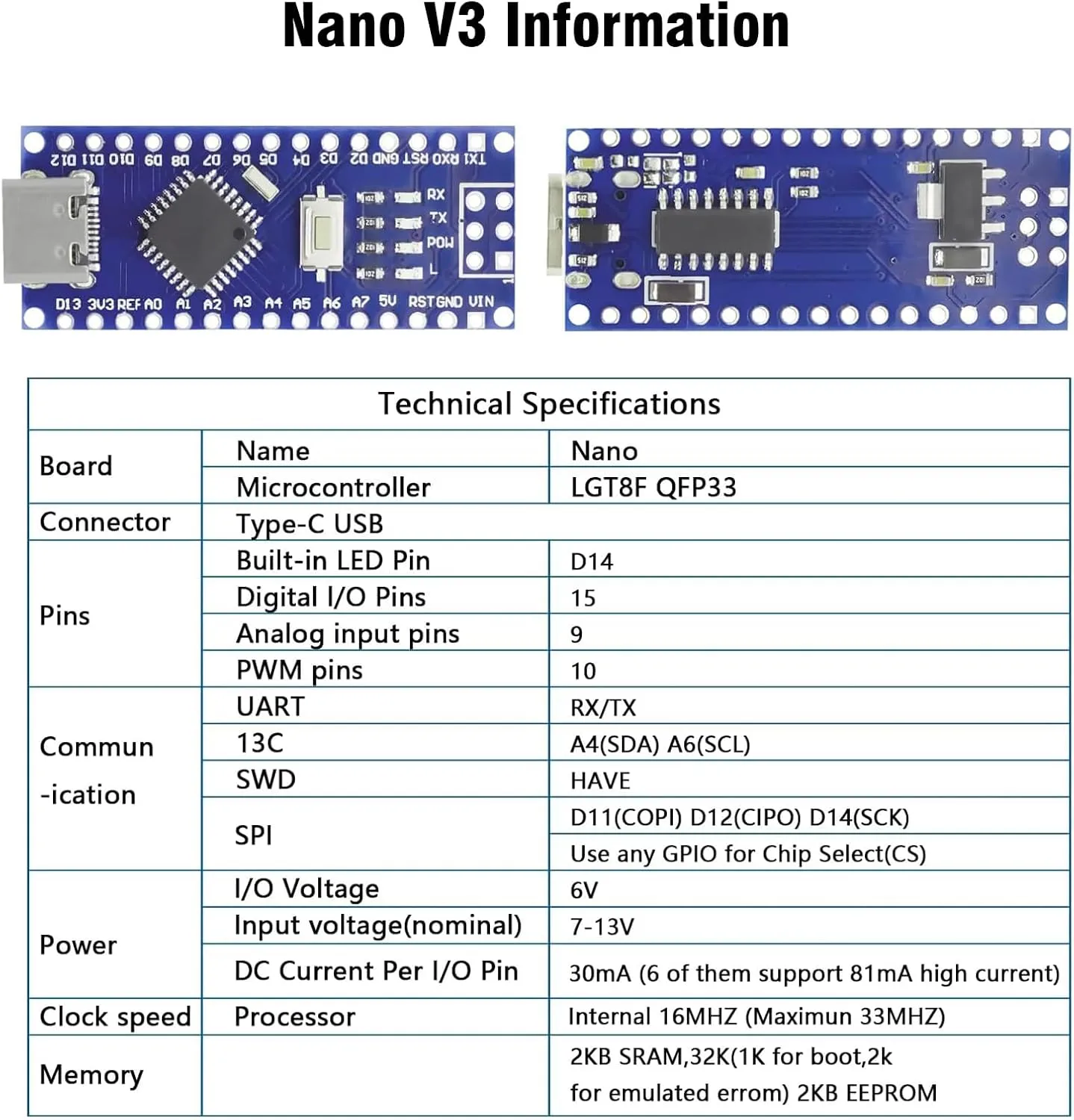 Nano V3.0 Board with Cable, AYWHP 5PCS Nano Board ATmega328P, CH340G Chip 5V 16M, Microcontroller Compatible with Arduino Nano (USB C Port)