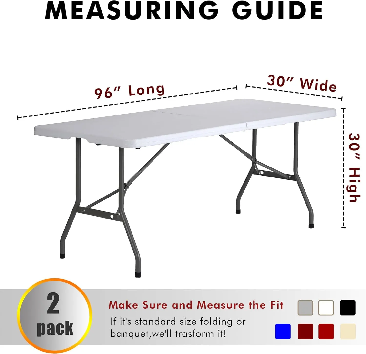 Nasitos 2 Pack Aqua 8ft Tablecloth Fitted - Open Back Folding Table Cover Washable and Wrinkle Resistant Tablecloth for Rectangular Table, Trade Show, Book Fair, Career Fair, Convention, Events