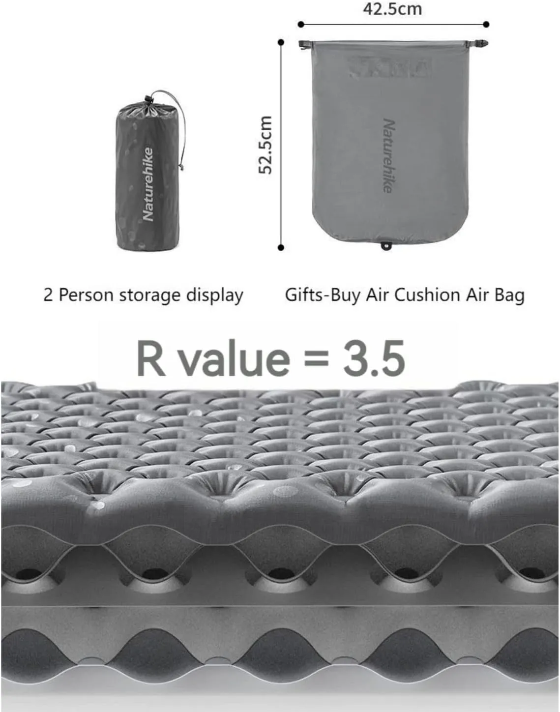 Naturehike Camping Mattress R-Value 5.8 Camp Bed Adults Camp Cot Folding Beds Sleeping Mat Pad Single Adults Foldable 0.88LB/0.4KG Light Hiking Fishing Travel[SGS certified] (R3.5-Green, Mummy-Small)