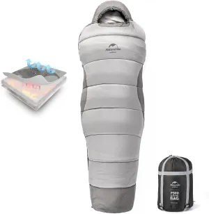 Naturehike Sleeping Bag, 0-34℉/8-43℉, Cold-Weather Mummy-Style, Big & Tall Adults, Waterproof, Camping Essentials Sleeping Accessories, No-Snag Zipper with Adjustable Hood for Warmth and Ventilation